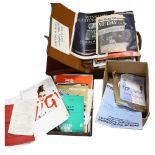 A large quantity of mixed ephemera, to including programmes, postcards, newspapers etc (4 boxfuls)