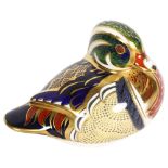 ROYAL CROWN DERBY - paperweight "Carolina" duck with gold stopper, height 9cm Good condition