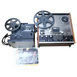 A Teac A-3300 reel-to-reel recorder, and a Eumig S938 stereo super 8 sound cine projector, and