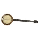 THE JETEL - a 5-string walnut-cased banjo, banjo length 94cm Banjo is missing 1 string, and has