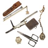 Various collectables, including lady's 9ct gold wristwatch, Continental novelty silver basketweave