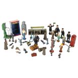 A quantity of Vintage Britains railway accessories, and various Hornby associated items, including