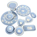 Wedgwood Blue Jasperware plates dishes and ashtrays