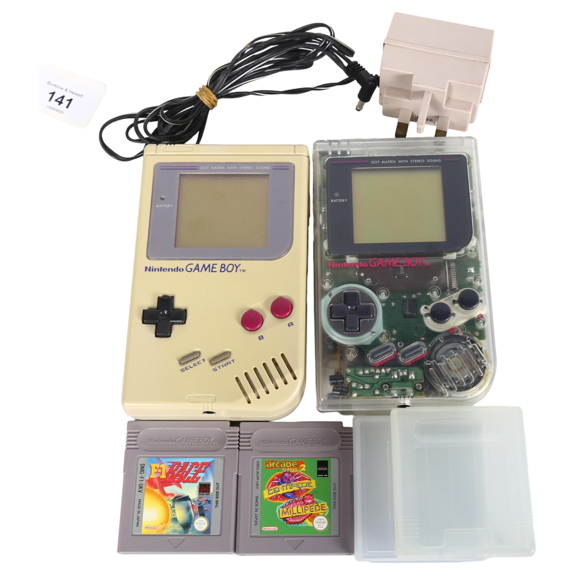 NINTENDO GAMEBOY - a 1989 DMG-01 Gameboy hand-held computer console, not currently working, and a