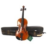 A Maidstone School Orchestra Association, London violin, in hardshell case, there are labels to