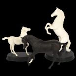3 Royal Doulton horses, Spirit of the Wild, foal on plinth, and black thouroughbred