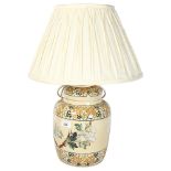 A modern ceramic Chinese table-top lamp, with associated shade, height including shade 54cm