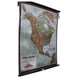An early 20th century German school map of North American, length 110cm