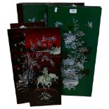 A group of Oriental design lacquered panels (11)