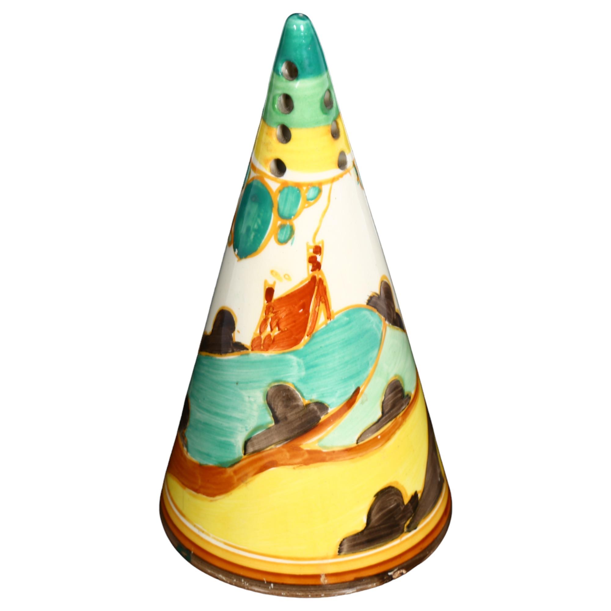 BIZARRE by CLARICE CLIFF - a Fantasque conical sugar shaker, height 14cm Good overall condition,