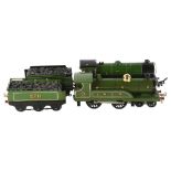 HORNBY - a clockwork Hornby LMS O gauge locomotive, 2711, with tender, and a Hornby O gauge