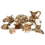 Royal Crown Derby coffee can and saucers, and matching bowl and cover no. 2431, Derby jug A/F, and
