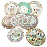 17 various decorative Oriental porcelain plates