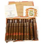 A box of 13 Tabacalera Flor Fina Supreme cigars, and 10 Willem II cigars