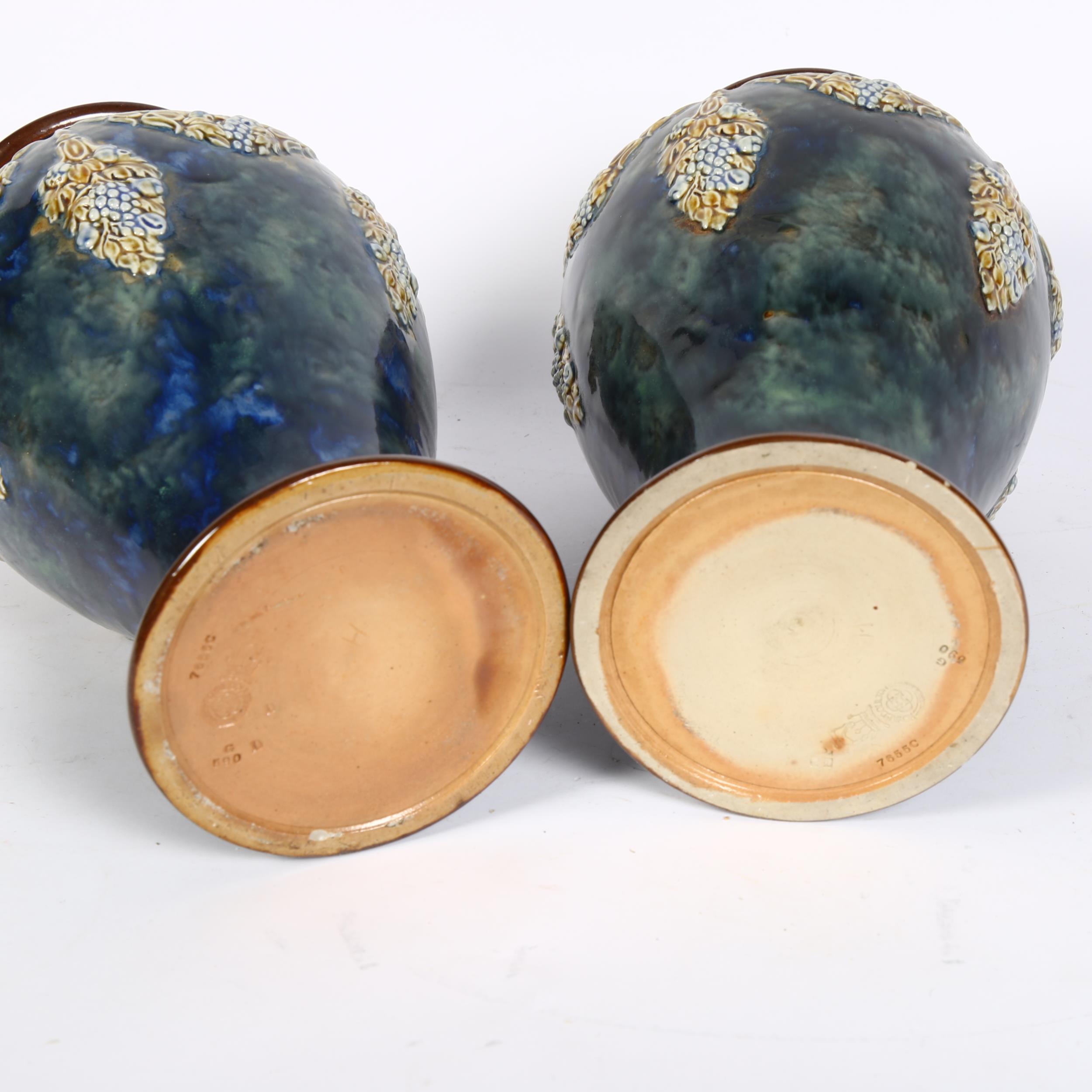 A pair of Royal Doulton stoneware vases, with embossed and painted swag decoration, height 27cm - Bild 2 aus 2