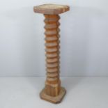 A French elm spiral-turned column. Height 120cm. Several splits to column, largest visible in main