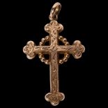 A 9ct gold engraved cross, maker's marks for Carrington & Company, 1.4g