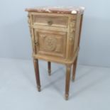 A French marble topped pot cupboard. 37x82x33cm.