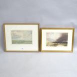 J Walters, watercolour, landscape, and another, storm-swept landscape, by a different hand, both