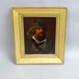 L Coblitz, 19th century oil on board, portrait study of a bearded man, panel size 26cm x 21cm,