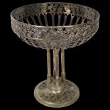 A large German Art Nouveau silver plated tazza centre piece, with pierced and relief cast floral