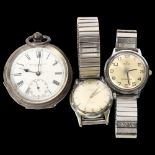 THOMAS HARRISON, LONDON - a silver-cased pocket watch (A/F), a quartz Timex wristwatch, and a