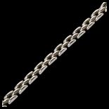 A Continental silver gatelink design bracelet, length 21cm, marked 900