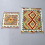 A Chobi Kilim mat, 79x59cm, and another, 48x49cm. (2)