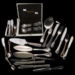 CHRISTOFLE - a set of 8 bead-edge silver plated cake forks, and a collection of various Christofle