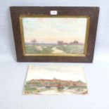 Dewey Bates, 2 watercolours, Rye scenes, 27cm x 37cm, 1 framed