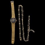 A lady's gold plated Rotary wristwatch, and an Italian 925 silver guard chain (2)
