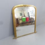 An antique gilt-painted over-mantel mirror. 111x120cm.