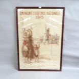 A French First World War Period poster, Emprunt De La Defense Nationale 1915, frame modern, 118cm
