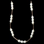 A 9ct gold and cultured pearl necklace, length 43cm