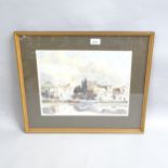 R W Aldridge, watercolour, Strand Quay, Rye, 1970, 28cm x 36cm, framed Light foxing