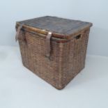 A vintage wicker laundry basket. 68x58x56cm.