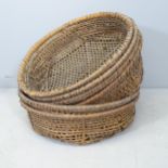 Six Japanese circular wicker baskets. Diameter 52cm. All showing signs of use and various amounts of