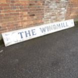 A vintage painted pub sign, "The Windmill". 336x38cm