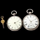 H A THOMAS LONDON - a silver-cased key-wind pocket watch, with enamel dial and second hand, movement