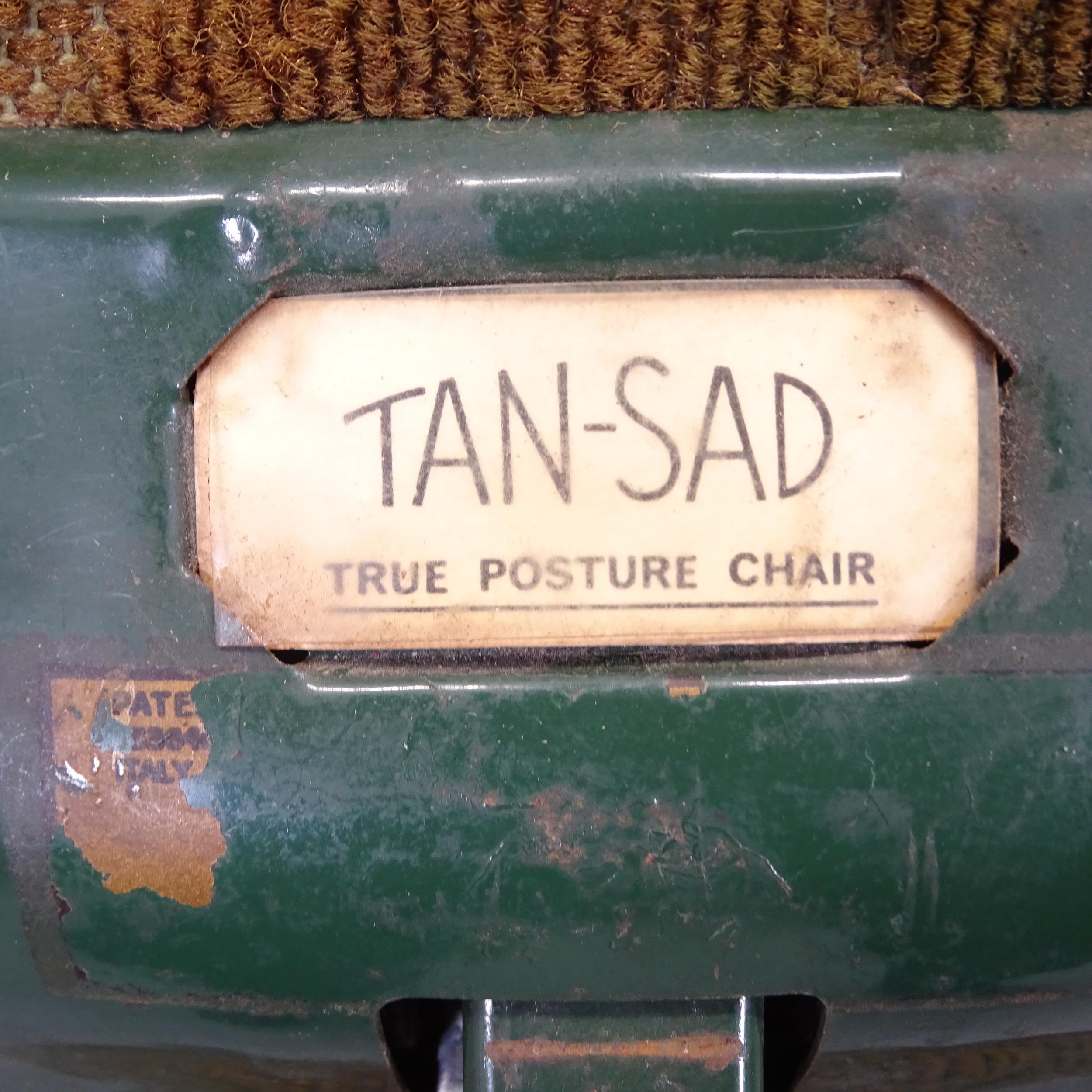 An early 20th century machinist's swivel chair, with rise and fall mechanism and label for Tan-Sad. - Image 2 of 2