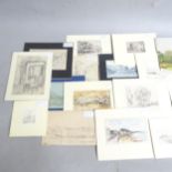 A collection of 19th and 20th century sketches, drawings, watercolours etc, different artists,