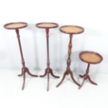 Four similar mahogany torchere stands. Tallest 30x95cm.
