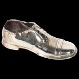 An Edward VII silver shoe design pin cushion, hallmarks for Chester 1907, maker's marks for S