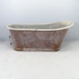 A 19th century copper painted zinc bath. 155x70x68cm.