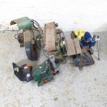 A Power Craft PFZ400R scroll saw, a Ferm belt sander, a Parkside wet and dry grinder, a Clark Strong