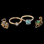A group of gold jewellery, including a small 18ct gold diamond set solitaire ring, 1.7g, size K, a