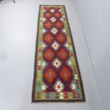 A Maimana Kilim runner. 296x86cm.