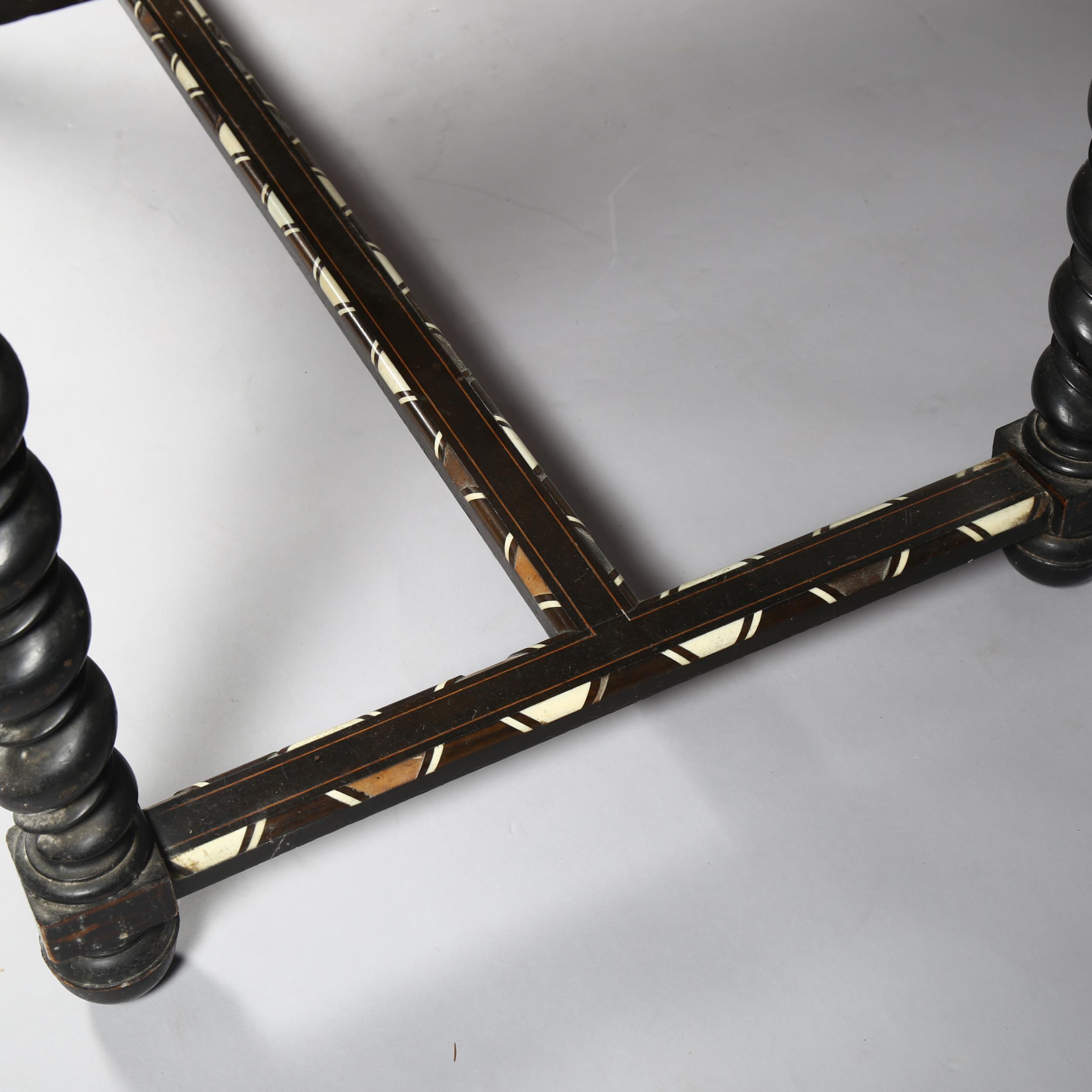 A 19th century Dutch marquetry centre table, rectangular form with bone inlaid edge, with - Image 5 of 10