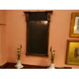 A Regency giltwood pier mirror, with heavily oxidised glass with inverted break-front cornice,