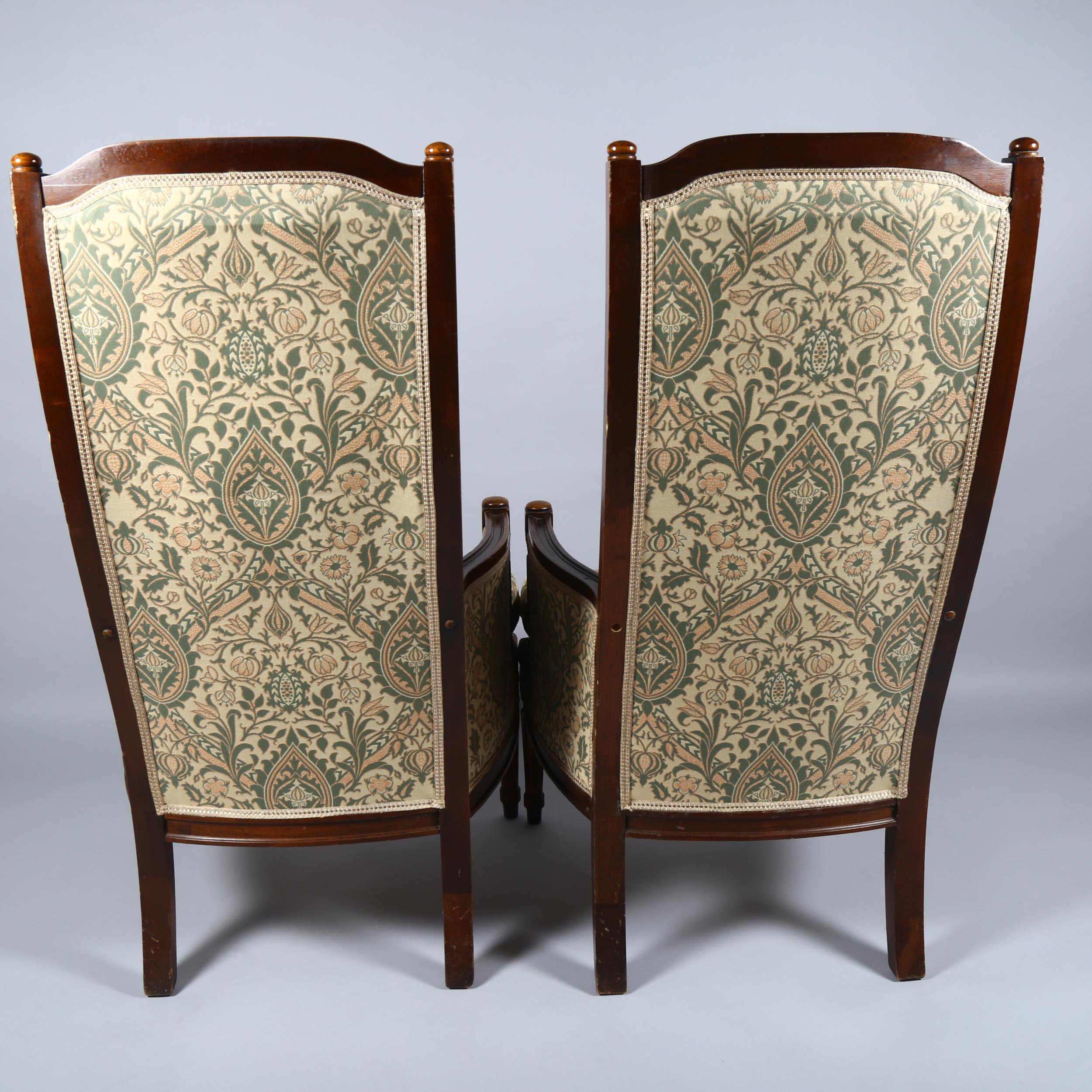 A pair of 19th century walnut framed armchairs with show-wood surrounds, width 60cm Good solid - Image 2 of 5